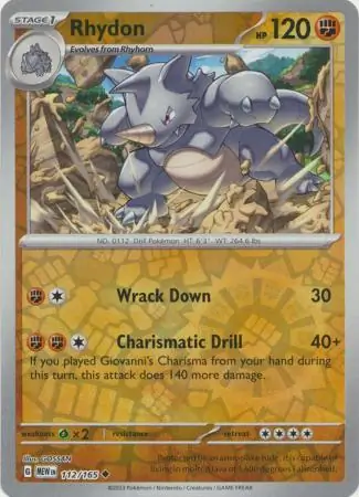 Rhydon Reverse Holo Pokemon card from Pokemon Card 151
