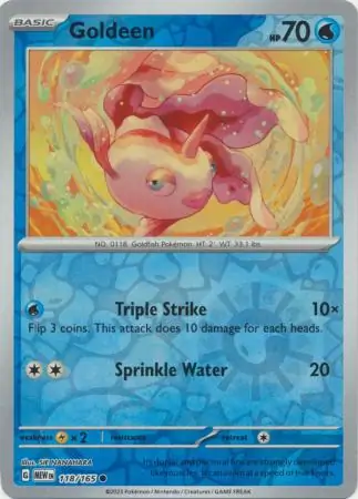 Goldeen Reverse Holo Pokemon card from Pokemon Card 151