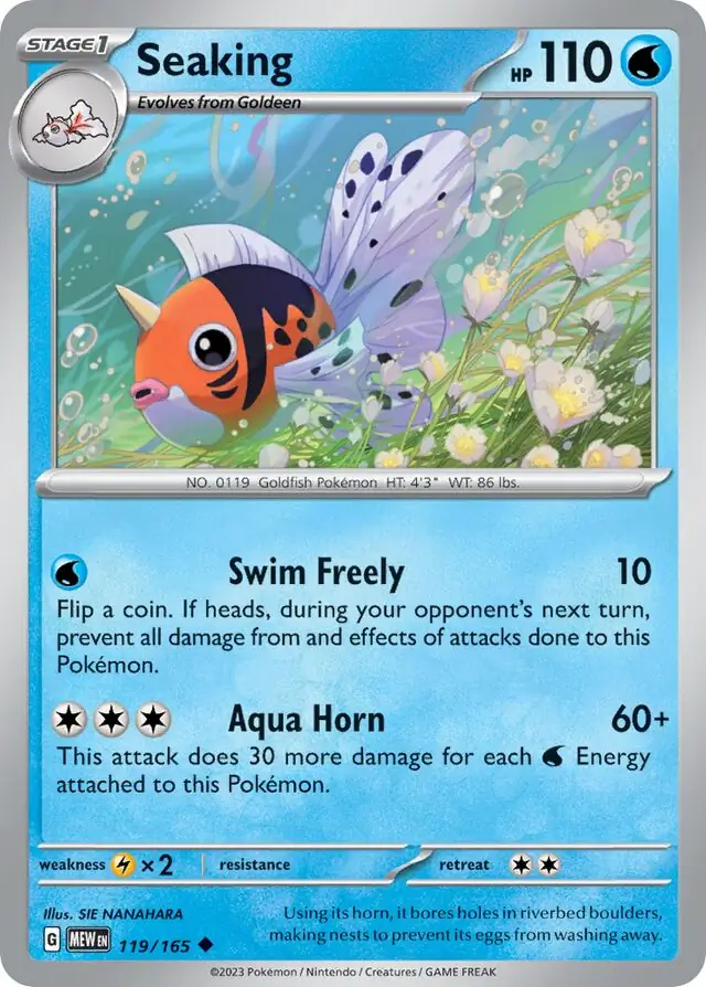 Seaking Pokemon card from Pokemon Card 151