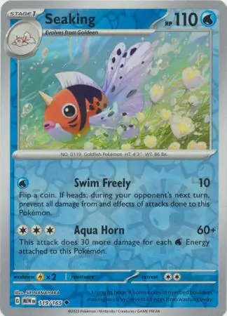 Seaking Reverse Holo Pokemon card from Pokemon Card 151
