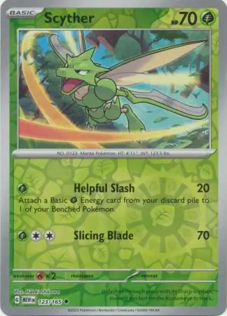 Scyther Reverse Holo Pokemon card from Pokemon Card 151