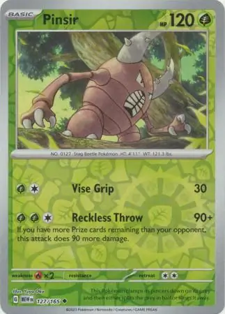 Pinsir Reverse Holo Pokemon card from Pokemon Card 151