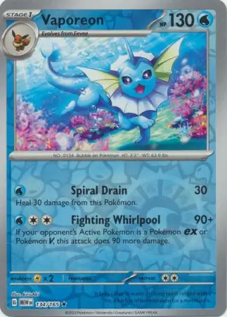 Vaporeon Reverse Holo Pokemon card from Pokemon Card 151