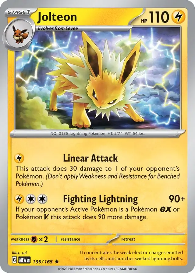 Jolteon Pokemon card from Pokemon Card 151