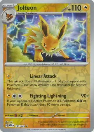 Jolteon Reverse Holo Pokemon card from Pokemon Card 151