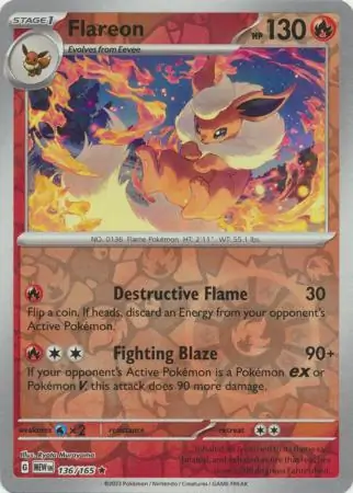 Flareon Reverse Holo Pokemon card from Pokemon Card 151