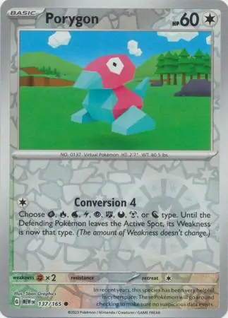 Porygon Reverse Holo Pokemon card from Pokemon Card 151