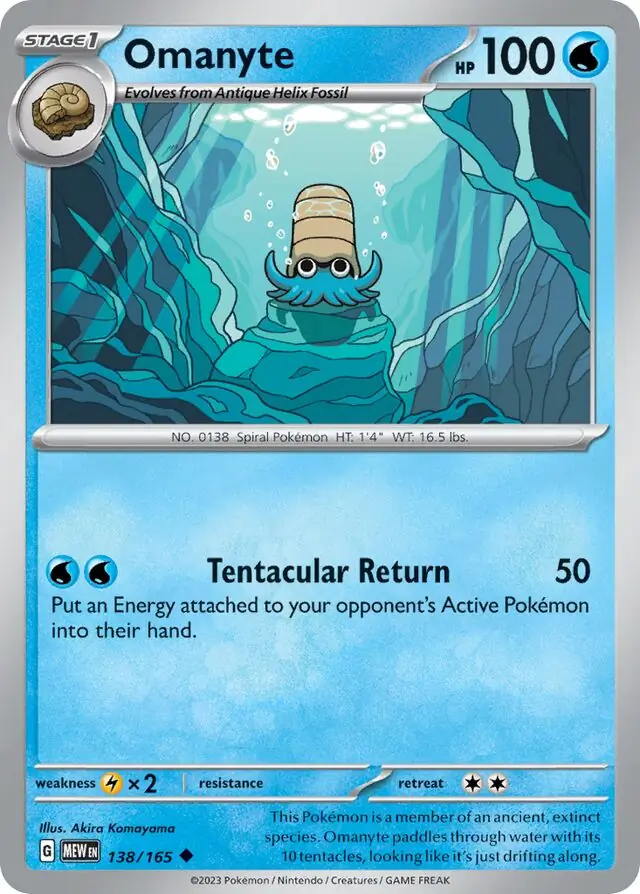 Omanyte Pokemon card from Pokemon Card 151