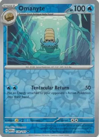 Omanyte Reverse Holo Pokemon card from Pokemon Card 151