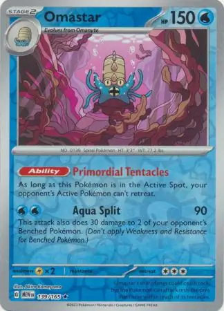 Omastar Reverse Holo Pokemon card from Pokemon Card 151