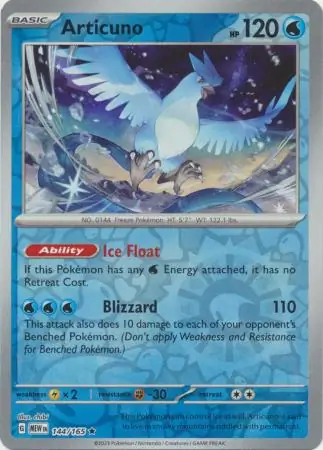Articuno Reverse Holo Pokemon card from Pokemon Card 151