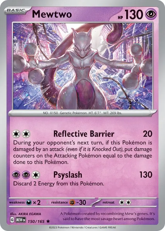 Mewtwo Pokemon card from Pokemon Card 151