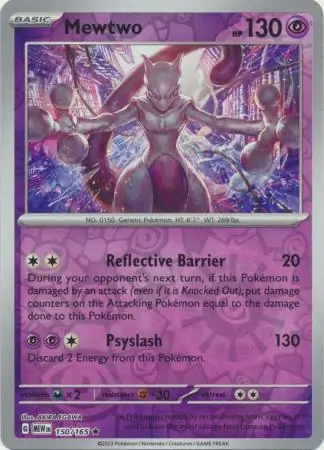 Mewtwo Reverse Holo Pokemon card from Pokemon Card 151