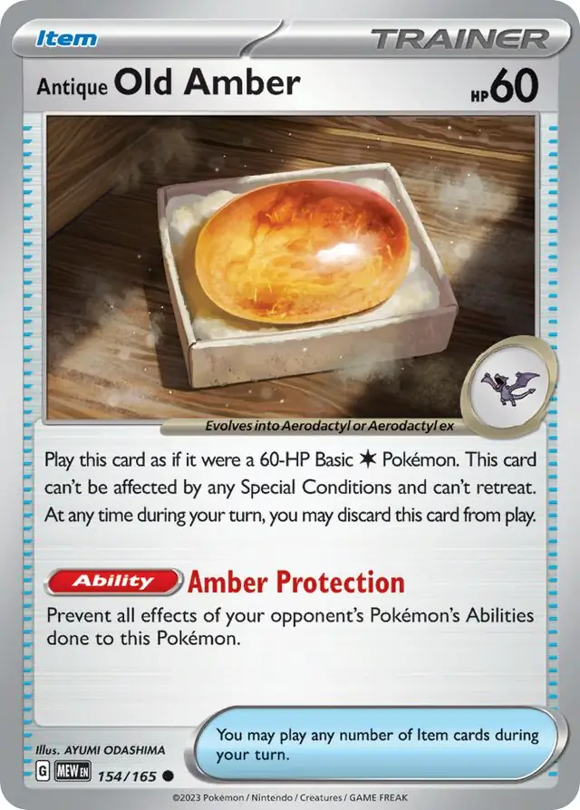 Antique Old Amber Pokemon card from Pokemon Card 151