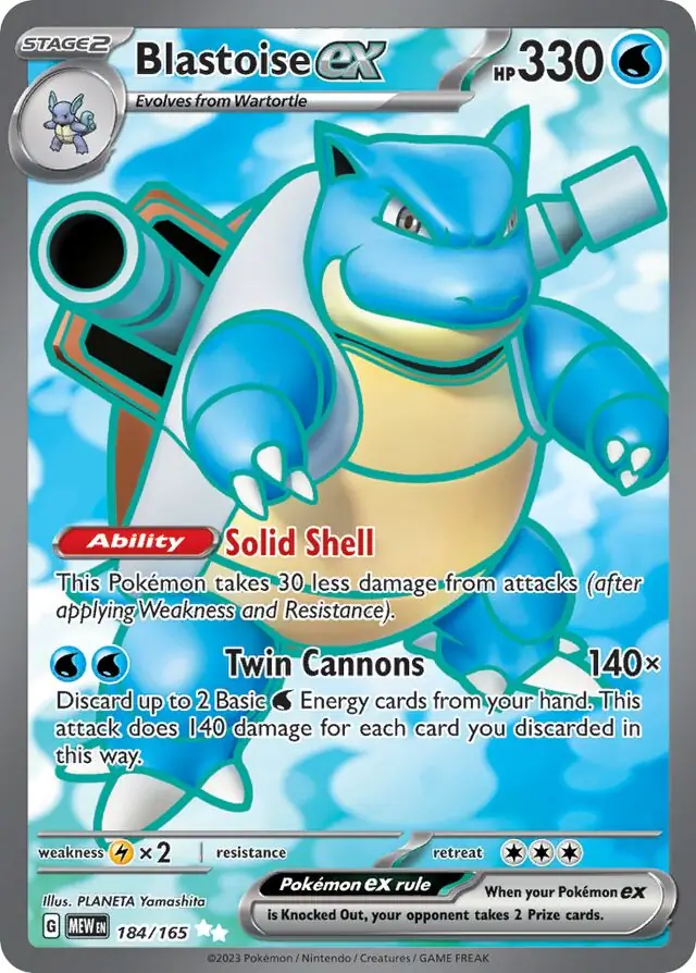 Blastoise ex Pokemon card from Pokemon Card 151
