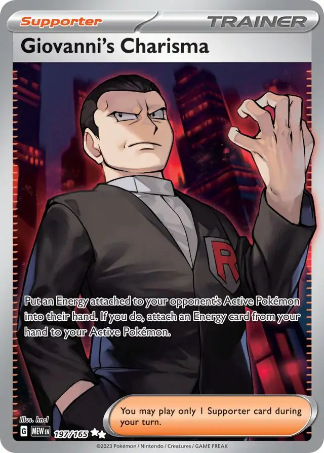 Giovanni's Charisma Pokemon card from Pokemon Card 151