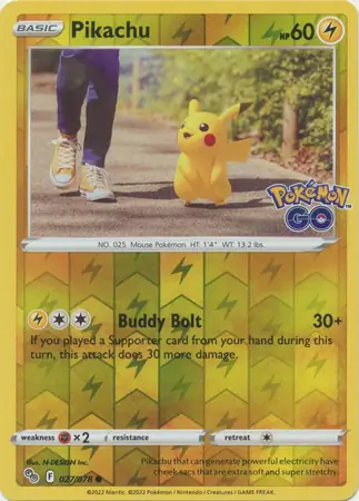 Pikachu Reverse Holo Pokemon card from Pokemon GO