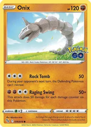Onix Pokemon card from Pokemon GO
