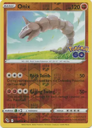 Onix Reverse Holo Pokemon card from Pokemon GO