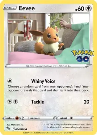 Eevee Pokemon card from Pokemon GO