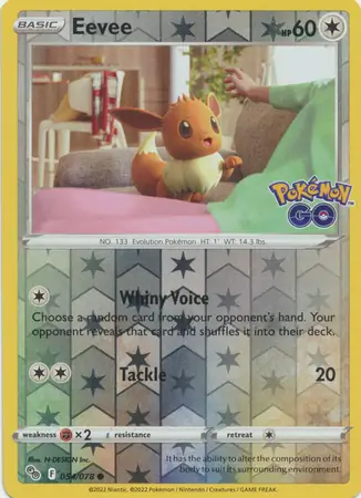 Eevee Reverse Holo Pokemon card from Pokemon GO
