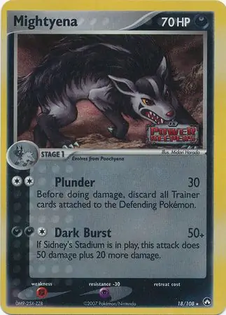 Mightyena Reverse Holo Pokemon card from Power Keepers