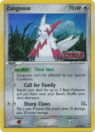 Zangoose Reverse Holo Pokemon card from Power Keepers