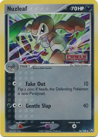 Nuzleaf Reverse Holo Pokemon card from Power Keepers
