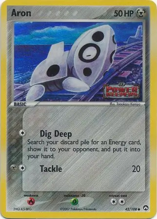 Aron Reverse Holo Pokemon card from Power Keepers