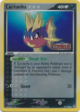 Carvanha Reverse Holo Pokemon card from Power Keepers