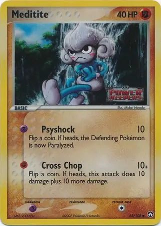 Meditite Reverse Holo Pokemon card from Power Keepers