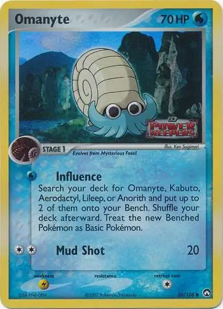 Omanyte Reverse Holo Pokemon card from Power Keepers