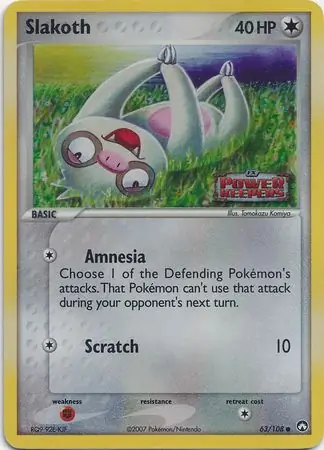 Slakoth Reverse Holo Pokemon card from Power Keepers