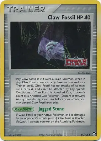 Claw Fossil Reverse Holo Pokemon card from Power Keepers