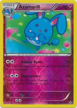 Azumarill Reverse Holo Pokemon card from Primal Clash