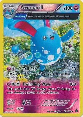Azumarill Reverse Holo Pokemon card from Primal Clash