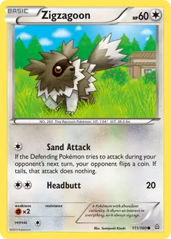Zigzagoon Pokemon card from Primal Clash