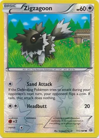 Zigzagoon Reverse Holo Pokemon card from Primal Clash