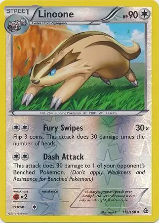 Linoone Reverse Holo Pokemon card from Primal Clash