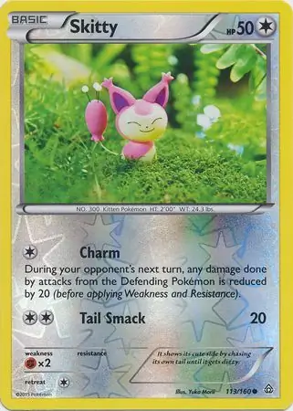Skitty Reverse Holo Pokemon card from Primal Clash