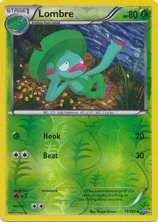 Lombre Reverse Holo Pokemon card from Primal Clash