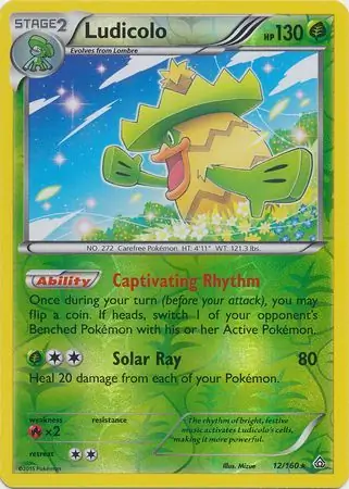 Ludicolo Reverse Holo Pokemon card from Primal Clash
