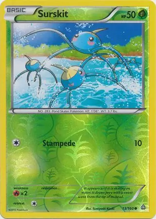 Surskit Reverse Holo Pokemon card from Primal Clash