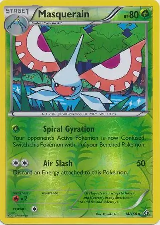 Masquerain Reverse Holo Pokemon card from Primal Clash