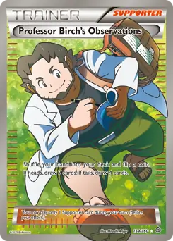 Full Art Professor Birch's Observations Pokemon card from Primal Clash