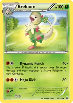 Breloom Pokemon card from Primal Clash