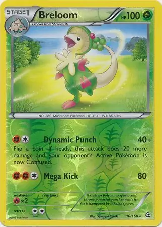 Breloom Reverse Holo Pokemon card from Primal Clash