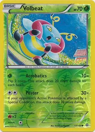 Volbeat Reverse Holo Pokemon card from Primal Clash