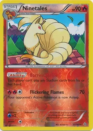 Ninetales Reverse Holo Pokemon card from Primal Clash