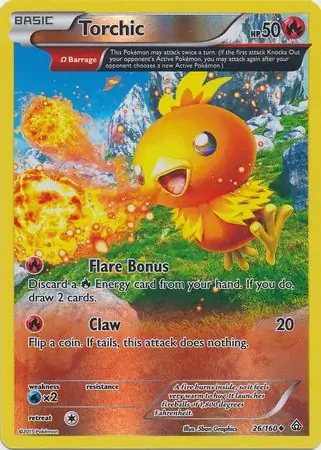 Torchic Reverse Holo Pokemon card from Primal Clash